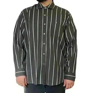 Tommy Bahama Dark Gray Striped Long Sleeve Button Down Shirt XXL